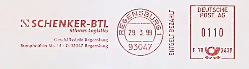 Freistempel F70 2439 Regensburg - SCHENKER-BTL - Stinnes Logistics - Geschäftsstelle Regensburg (#624)
