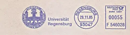 Freistempel F546028 Regensburg - Universität Regensburg (Abb. Universitätssiegel) (#627)