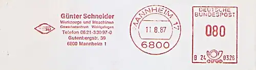 Freistempel B24 0326 Mannheim - Günter Schneider - Werkzeuge und Maschinen - Gewerbezentrum Wohlgelegen (#648)