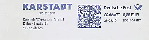 Freistempel 3D010013ED Siegen - KARSTADT (#698)