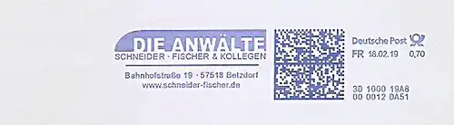 Freistempel 3D100019A8 Betzdorf - Die Anwälte - Schneider, Fischer & Kollegen (#705)