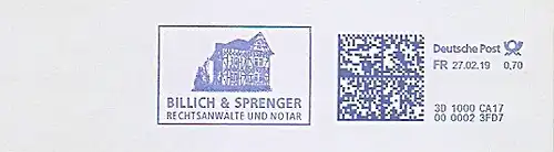 Freistempel 3D1000CA17 Siegen - Billich & Sprenger - Rechtsanwälte und Notar (Abb. Fachwerkhaus) (#706)