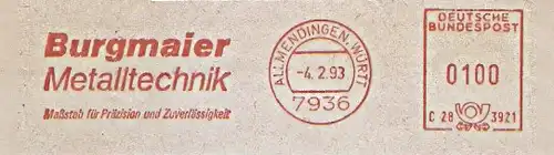 Freistempel C28 3921 Allmendingen Württ - Burgmaier Metalltechnik - Maßstab für Präzision und Zuverlässigkeit (#714)