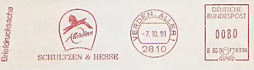 Freistempel B66 8330 Verden, Aller - SCHULTZEN & HESSE - Allerdinn (Abb. Pferd) (#726)