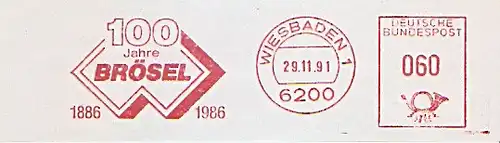 Freistempel Wiesbaden - 100 Jahre BRÖSEL 1886-1986 (#728)