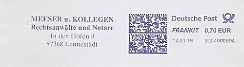 Freistempel 3D0400089A Lennestadt - Meeser u. Kollegen - Rechtsanwälte und Notare (#740)