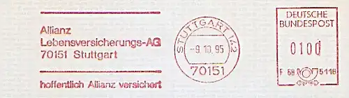Freistempel F68 5118 Stuttgart - Allianz Lebensversicherungs-AG... hoffentlich Allianz versichert (#759)