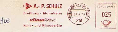 Freistempel Freiburg im Breisgau - A.+P. SCHULZ / Freiburg -Mannheim / climatron Kälte- und Klimageräte (#785)