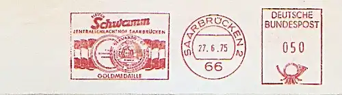 Freistempel Saarbrücken - Fleisch Schwamm - Zentralschlachthof Saarbrücken - Goldmedaille (Abb. Goldmedaille) (#791)