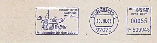 Freistempel F509948 Würzburg - Bischöfliches Ordinariat Würzburg - Miteinander für das Leben (Abb. Kinderzeichnung Kirche) (#810)