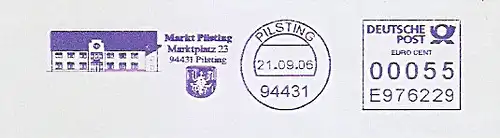 Freistempel E976229 Pilsting - Markt Pilsting (Abb. Rathaus / Wappen) (#812)