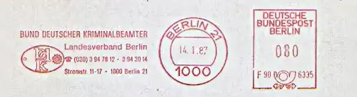 Freistempel F90 6335 Berlin - Bund Deutscher Kriminalbeamter - Landesverband Berlin (Abb. Polizeidienstmarke) (#824)