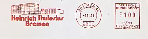 Freistempel E22 0522 Bremen - Heinrich Thulesius Bremen (Abb. Firmengebäude) (#829)