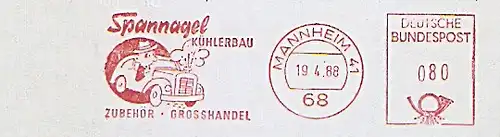 Freistempel Mannheim - Spannagel Kühlerbau - Zubehör - Grosshandel (Abb. Auto mit dampfendem Kühler) (#835)