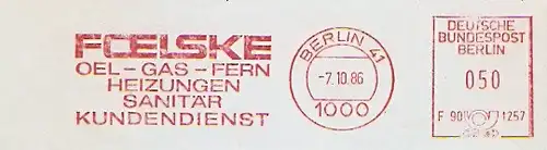 Freistempel F90 1257 Berlin - FOELSKE - Oel, Gas, Fernheizungen, Sanitär, Kundendienst (#837)
