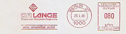 Freistempel B23 2486 Berlin - DR LANGE - Photometer, Meßgeräte, Reagenzien (#849)