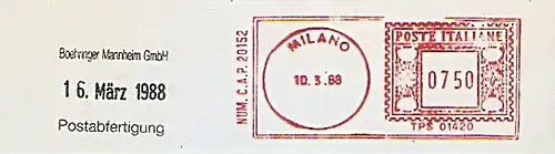 Freistempel Italien TPS 01420 Milano (Kein Werbeklischee !)  (#876)