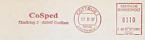 Freistempel F68 7892 Cottbus / Chosebuz - CoSped (#926)