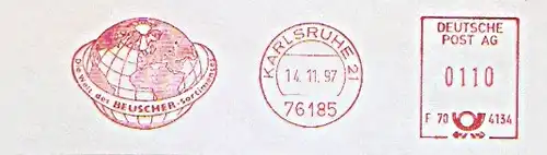 Freistempel F70 4134 Karlsruhe - Die Welt des BEUSCHER Sortimentes (Abb. Weltkugel) (#930)