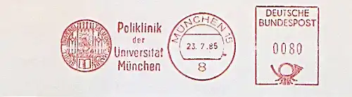 Freistempel München - Poliklinik der Universität München (Abb. Universitäts-Siegel) (#935)