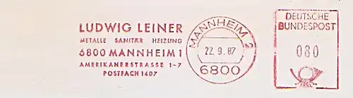 Freistempel Mannheim - Ludwig Leiner - Metalle Sanitär Heizung (#937)