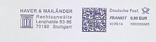 Freistempel 3D02000A63 Stuttgart - Rechtsanwälte Haver & Mailänder (#955)
