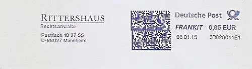 Freistempel 3D020011E1 Mannheim - Rechtsanwälte Rittershaus (#963)