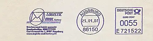 Freistempel E721522 Augsburg - LOGISTIC MAIL factory - Briefversand leicht gemacht - www.logistic-mail-factory.de (Abb. Briefumschlag) (#987)