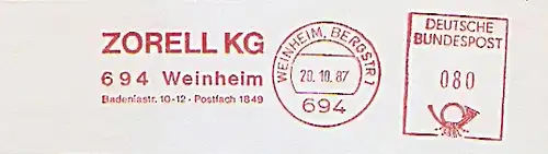 Freistempel Weinheim, Bergstr - ZORELL KG (#991)