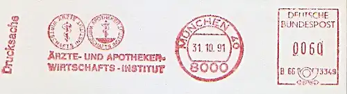 Freistempel B66 3349 München - Ärzte- und Apotheker- Wirtschafts-Institut (Abb. Signets mit Äskulapnattern) (#1027)