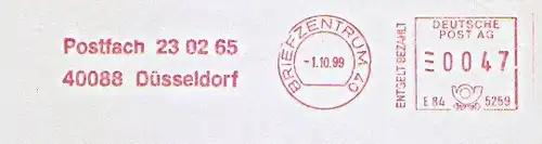Freistempel E84 5259 Briefzentrum 40 - Postfach 23 02 65 40088 Düsseldorf (#1033)