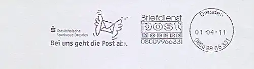 Freistempel Dresden - Briefdienst Post Modern - Ostsächsische Sparkasse Dresden - Bei uns geht die Post ab. (#1038)