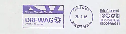Freistempel Dresden - Briefdienst Post Modern - DREWAG (#1039)
