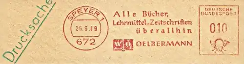 Freistempel Speyer - OELBERMANN - Alle Bücher, Lehrmittel, Zeitschriften überallhin (#1054)