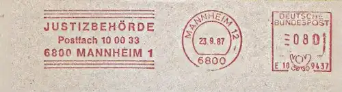 Freistempel E10 9437 Mannheim - Justizbehörde (#1078)
