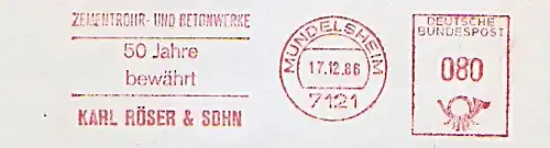 Freistempel Mundelsheim - Karl Röser & Sohn - 50 Jahre bewährt - Zementrohr- und Betonwerke (#1083)