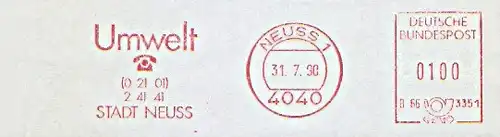 Freistempel B66 3351 Neuss - Stadt Neuss - Umwelt Telefon (#1121)