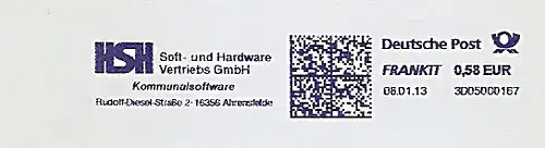 Freistempel 3D05000167 Ahrensfelde - HSH Soft- und Hardware Vertriebs GmbH - Kommunikationssoftware (#1134)
