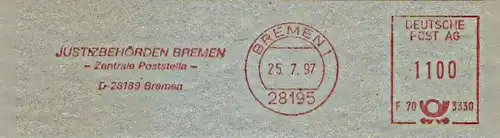 Freistempel F70 3330 Bremen - Justizbehörden Bremen - Zentrale Poststelle - (#1169)