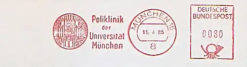 Freistempel München - Poliklinik der Universität München (Abb. Universitäts-Siegel) (#1222)