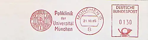 Freistempel München - Poliklinik der Universität München (Abb. Universitäts-Siegel) (#1223)
