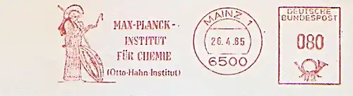 Freistempel Mainz - Max Planck Institut für Chemie (Otto Hahn Institut) (Abb. Bildnis der römischen Göttin Minerva) (#1229)
