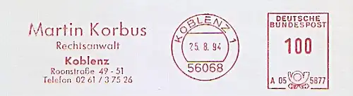 Freistempel A05 5877 Koblenz - Rechtsanwalt Martin Korbus (#1243)
