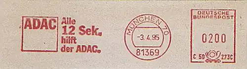 Freistempel C50 273C München - ADAC - Alle 12 Sek. hilft der ADAC. (#1248)
