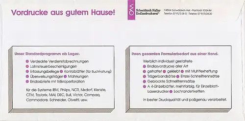 Freistempel F68 7439 Schwäbisch Hall - Formularverlag der Schwäbisch Haller Endlosdruckerei - Drucke für Büro, EDV + Werbung (#AFS3)