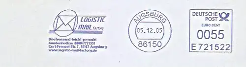 Freistempel E721522 Augsburg - LOGISTIC MAIL factory - Briefversand leicht gemacht - www.logistic-mail-factory.de (Abb. Briefumschlag) (#1277)