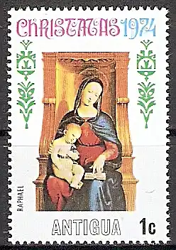 Briefmarke Antigua und Barbuda Mi.Nr. 347 ** Weihnachten 1974 Motiv: Madonnengemälde von Raffael (#10057)
