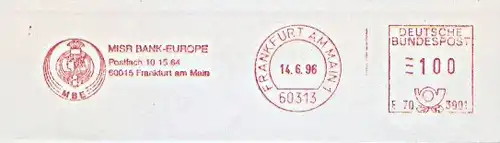 Freistempel E70 3901 Frankfurt am Main - MISR BANK EUROPE (Abb. Ägyptische Pharaonin Cleopatra) (#1292)