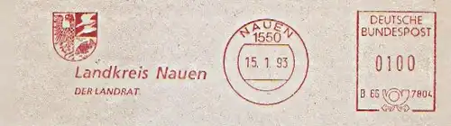 Freistempel B66 7804 Nauen - Landkreis Nauen - Der Landrat (Abb. Wappen) (#1298)