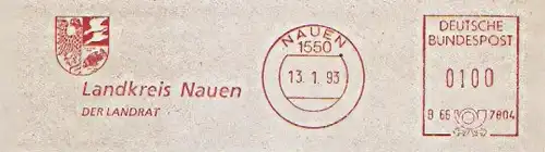 Freistempel B66 7804 Nauen - Landkreis Nauen - Der Landrat (Abb. Wappen) (#1299)